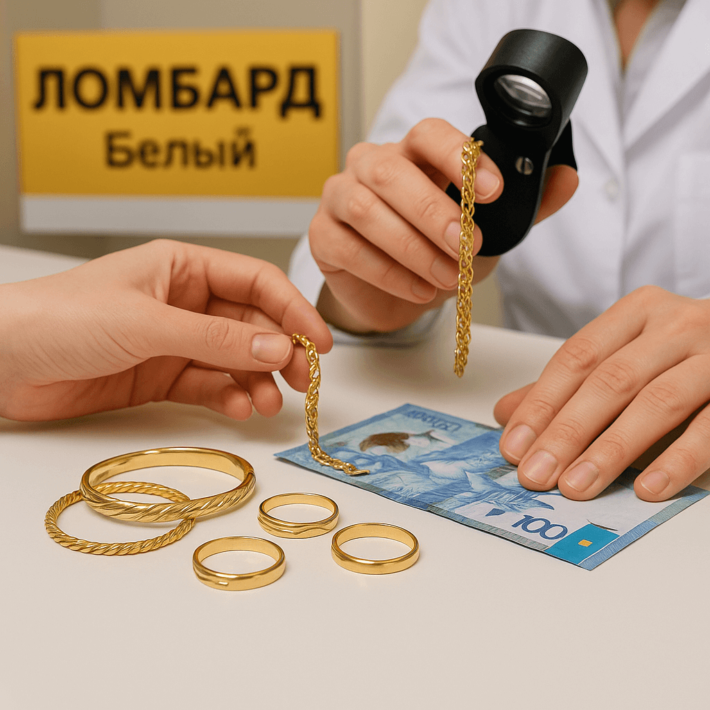 Оценка и скупка золотых украшений 585 пробы в ломбарде Белый, Алматы